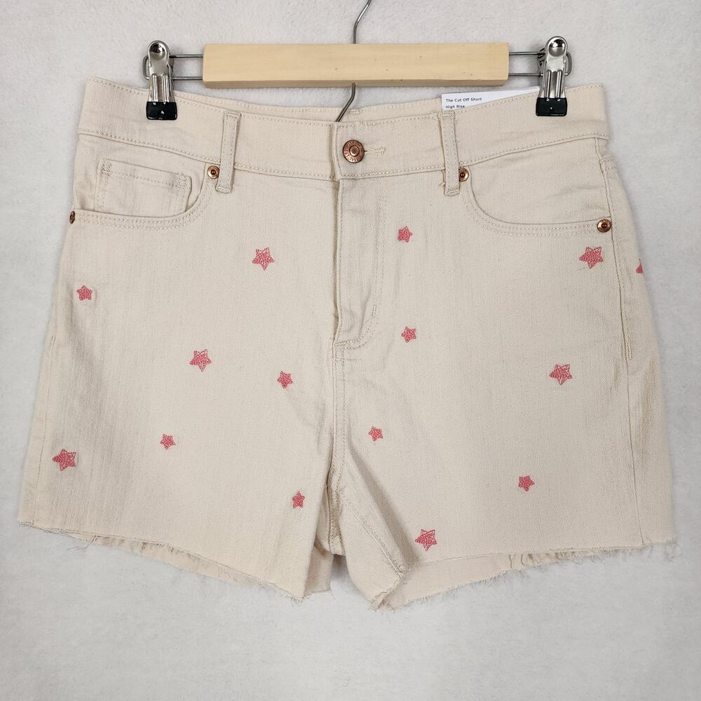 LOFT NWT $65 The Cut Off Short Denim High Rise Cotton Stretch Stars Size 27 / 4